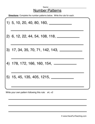 Number Patterns Sequences Worksheets Image