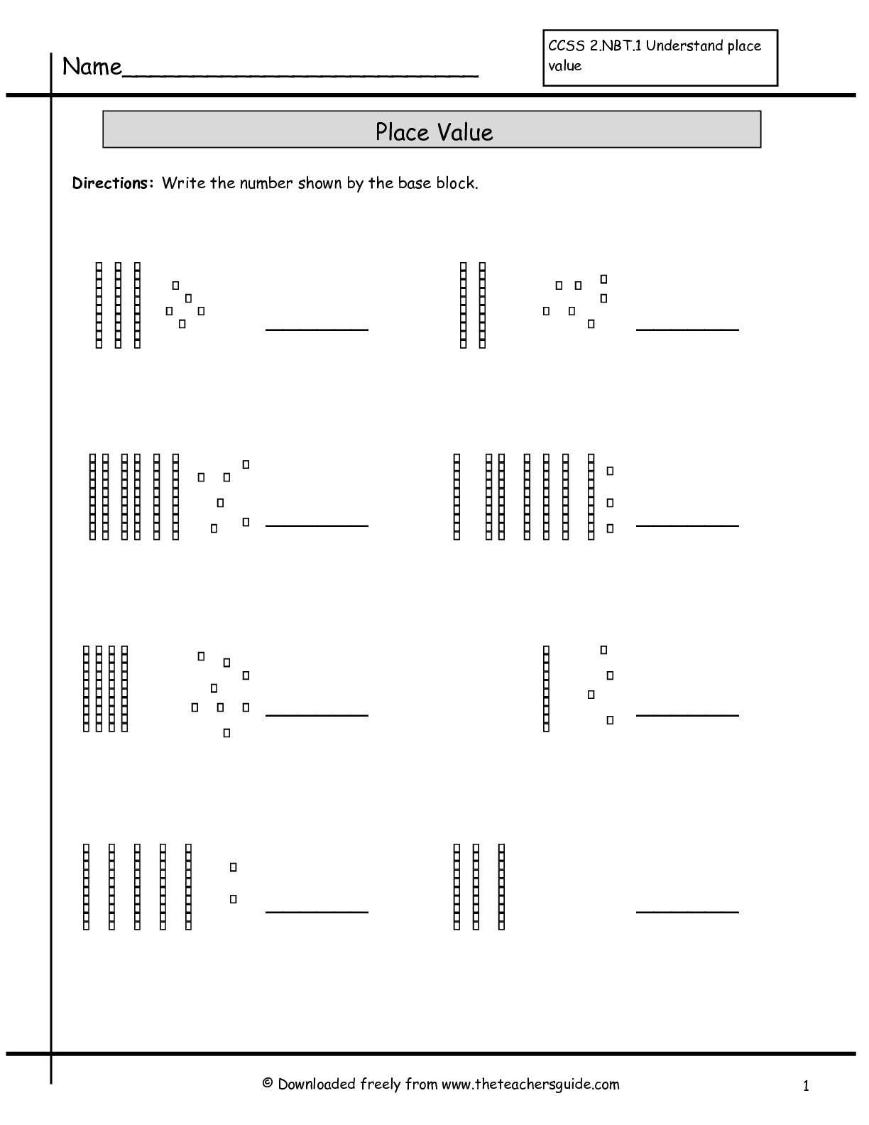 Place Value Base Ten Blocks Worksheets