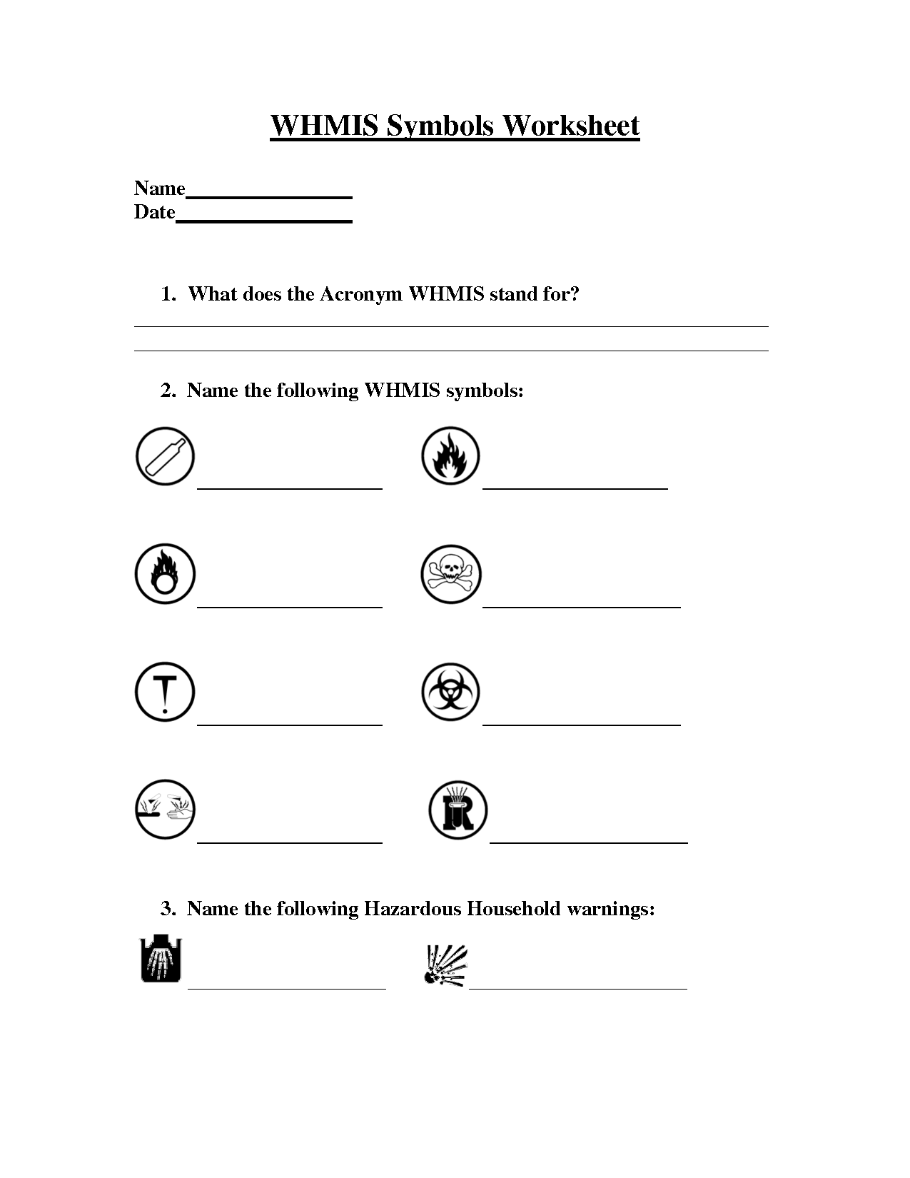 Science Safety Symbols Worksheet