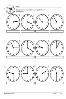 Telling Time Worksheets Quarter Hour Image
