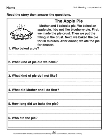 1st Grade Reading Comprehension Passages Image
