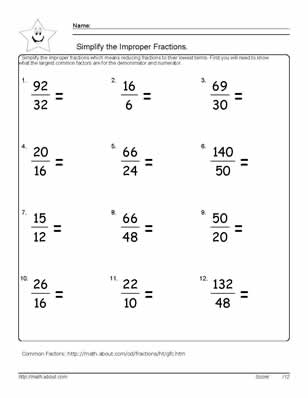 3rd Grade Math Improper Fractions Worksheets Image