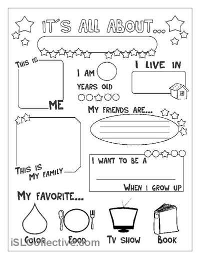 All About Me Preschool Worksheet Image
