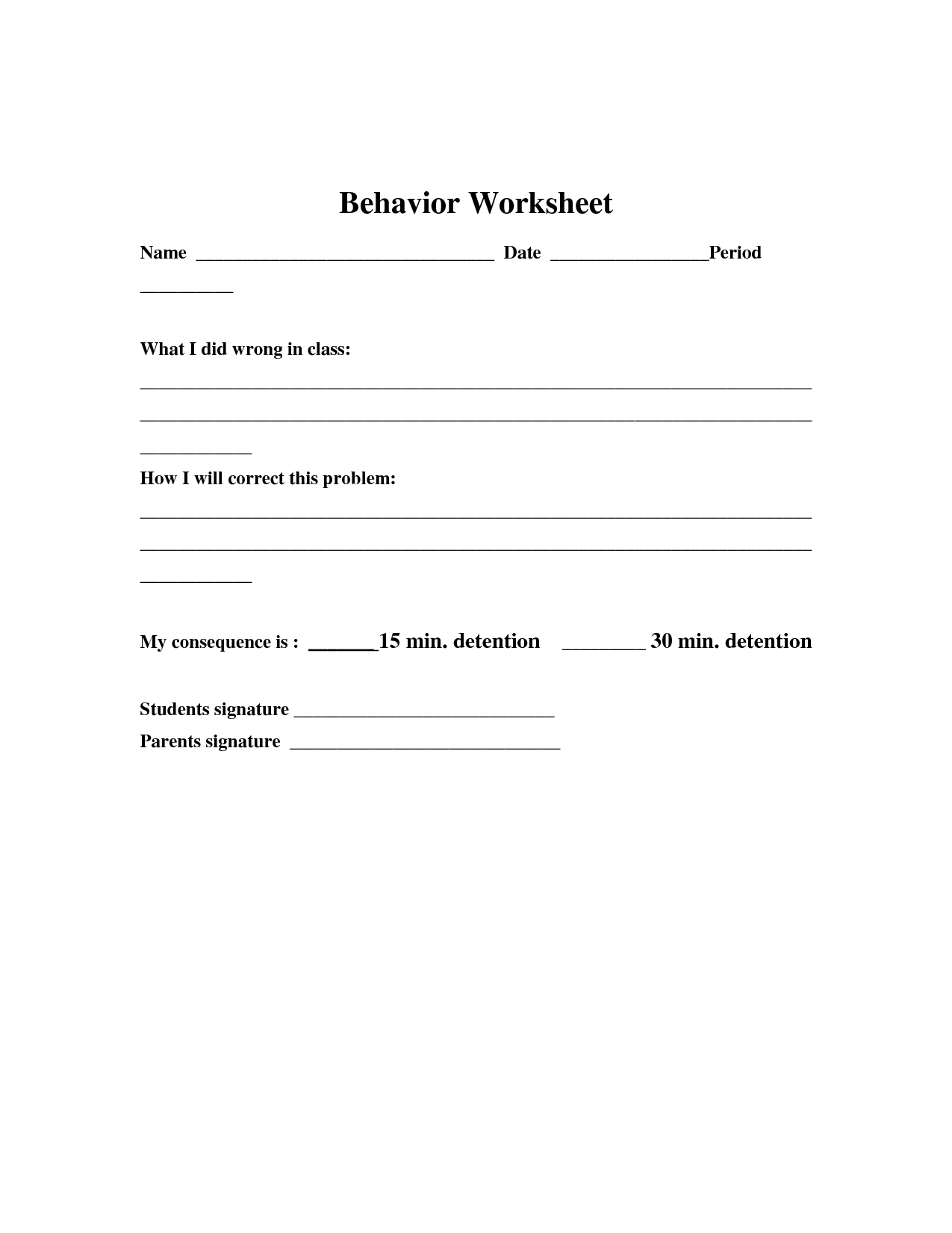 Correcting Behavior Worksheets Image
