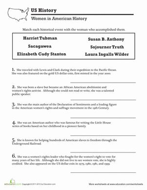 History Worksheets Middle School