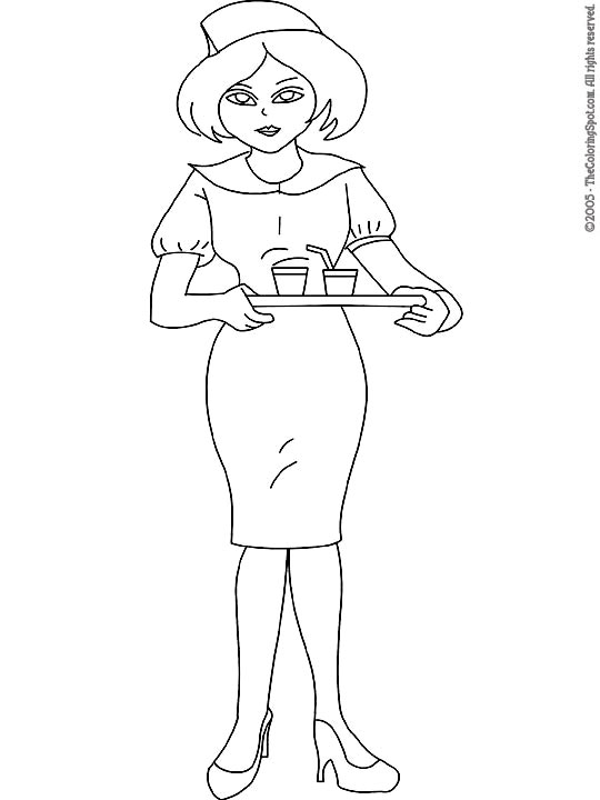 Flight Attendant Coloring Pages Image