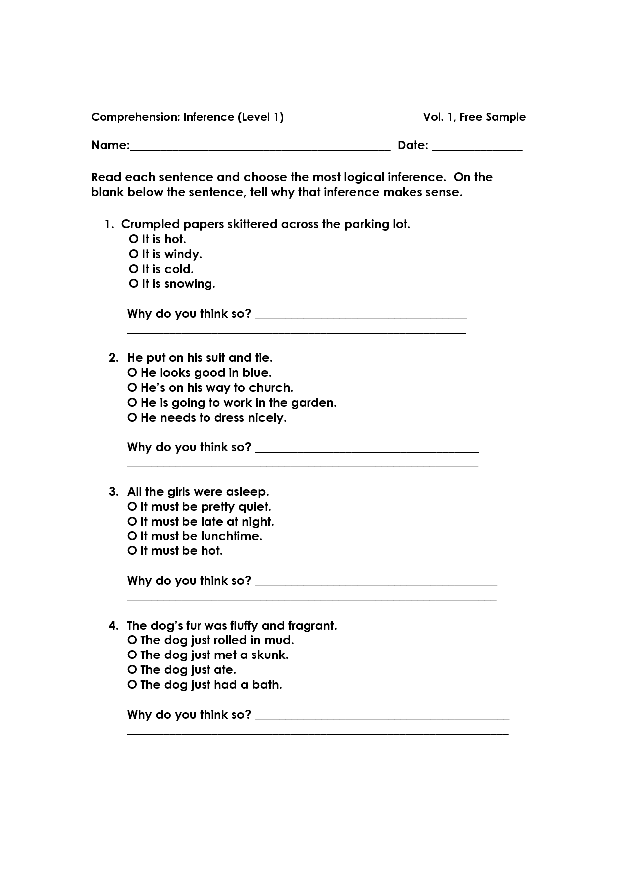 Inference Worksheets 5th Grade