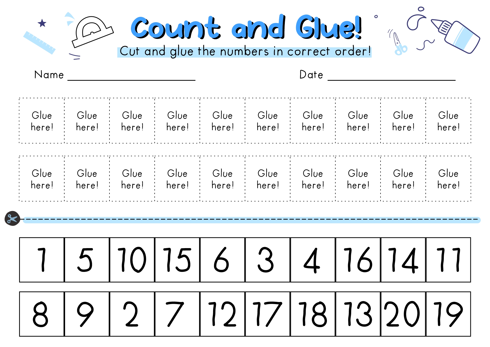 Kindergarten Counting Worksheets 1-20