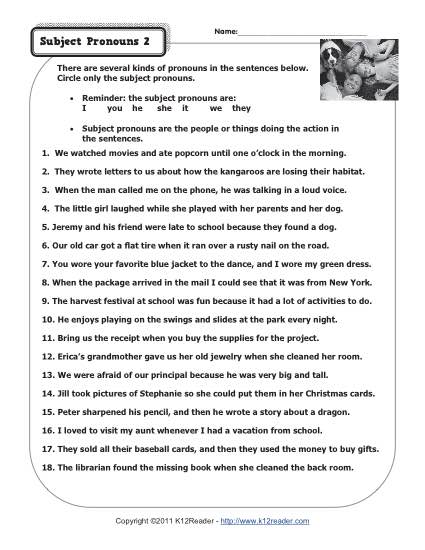 Pronouns Worksheets 5th Grade Image