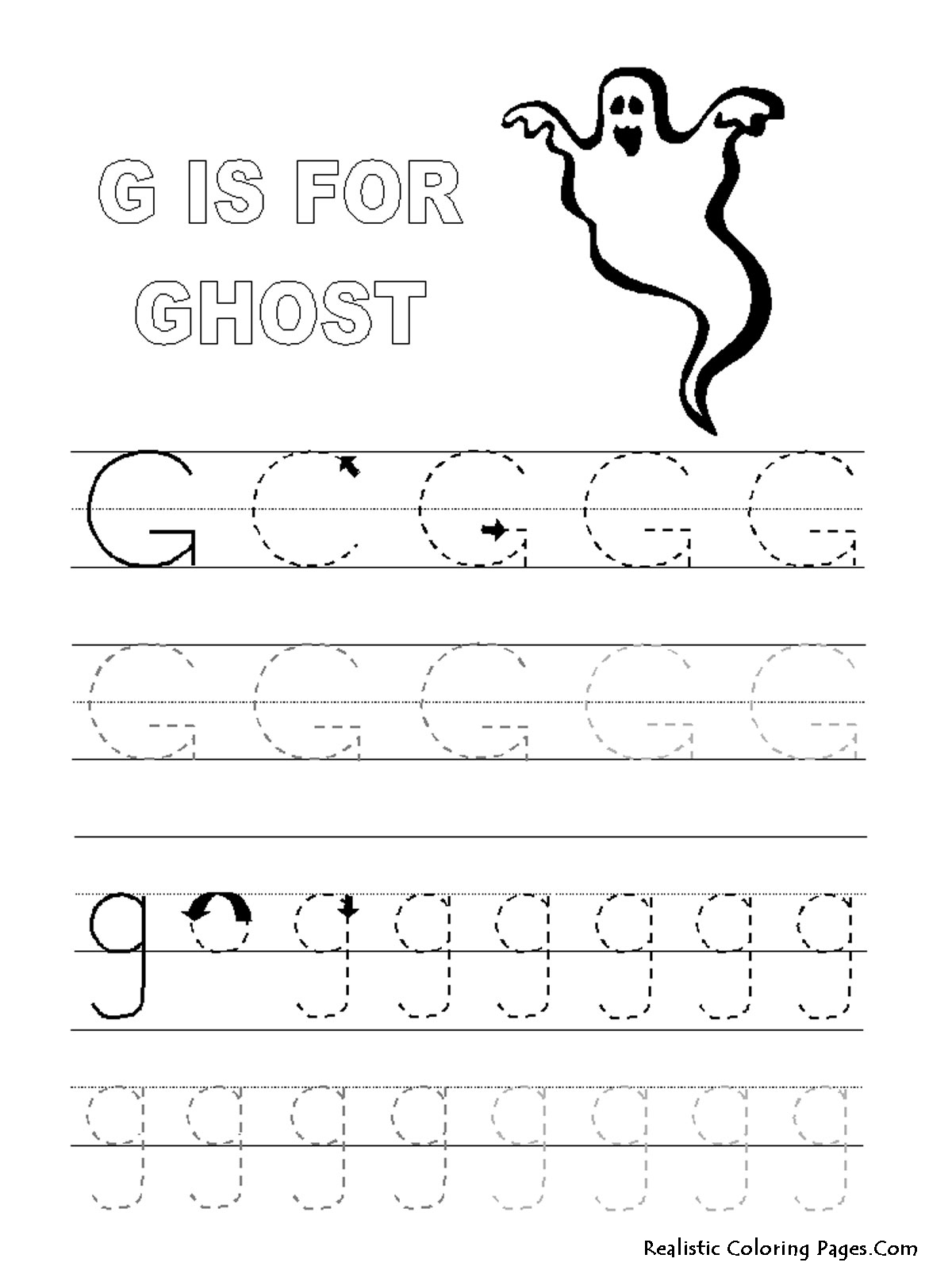 Tracing Letter G Coloring Pages Image
