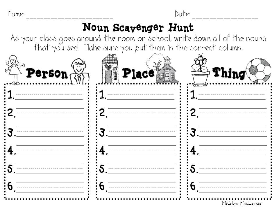 2nd Grade Noun Activities Image