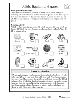 2nd Grade Solids Liquids and Gases Worksheets Image