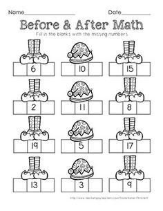 Before and After Number Worksheets Image