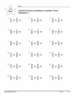 Common Denominator Fractions Worksheet