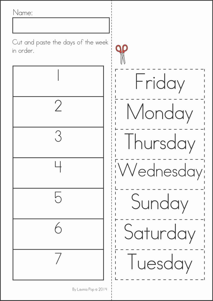 Days of the Week Cut and Paste Activity Image