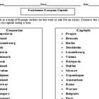 European Countries and Capitals Worksheet