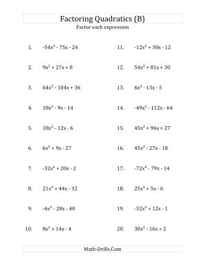 Factoring Quadratic Expressions