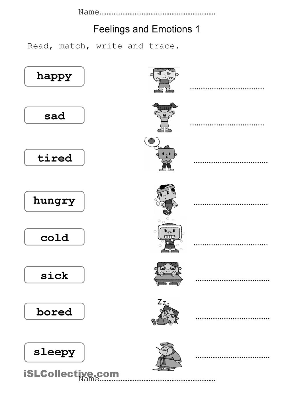 12 Full Size Printable Worksheets Feelings /