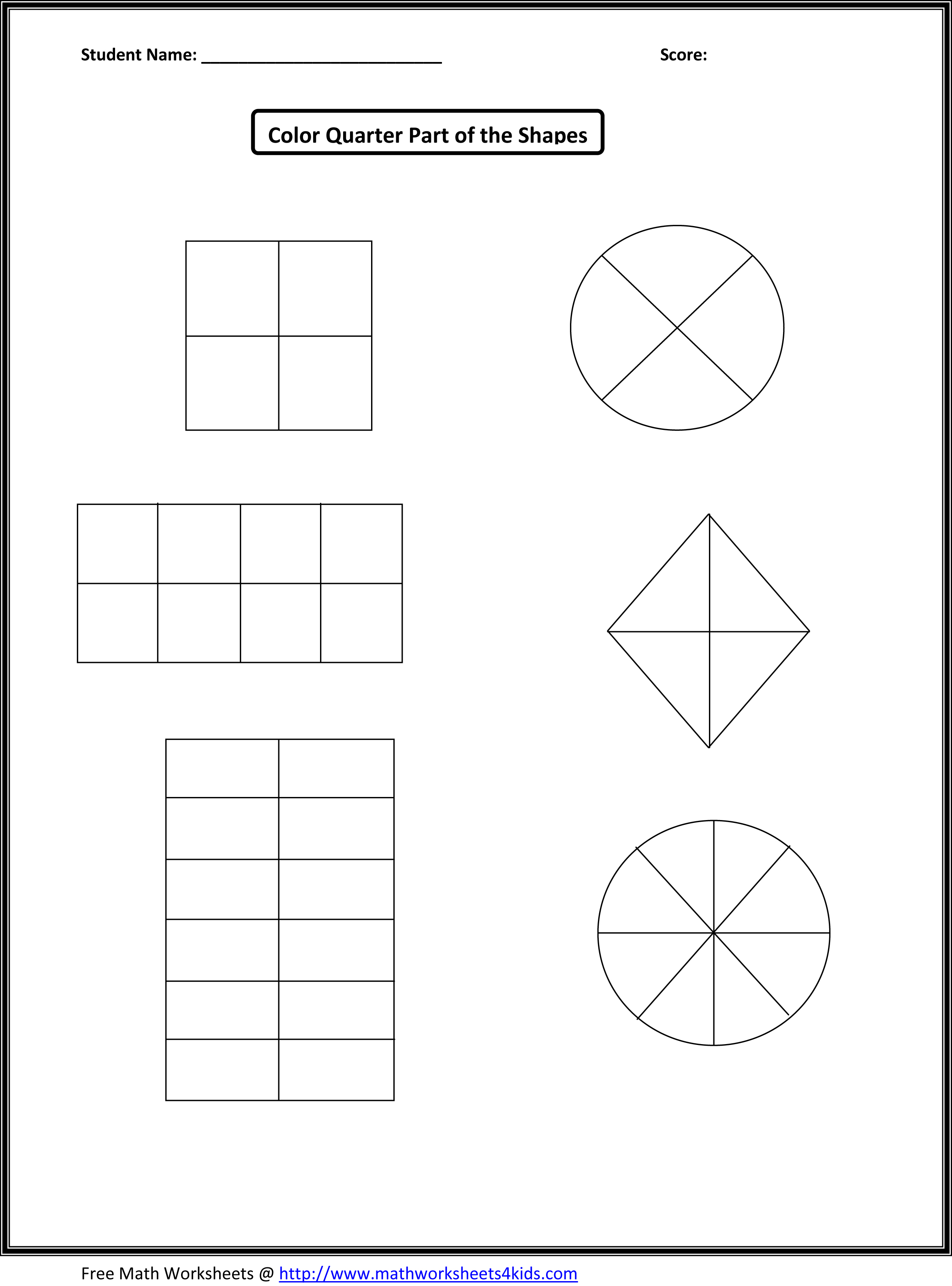 First Grade Fraction Worksheets Image