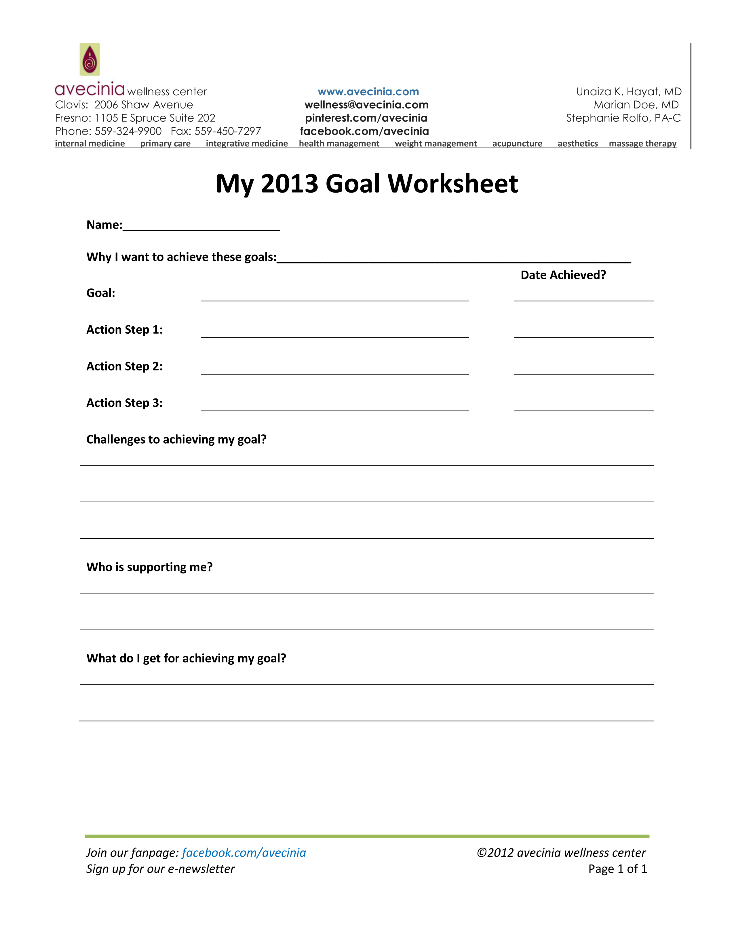 Goal Setting Worksheet Image