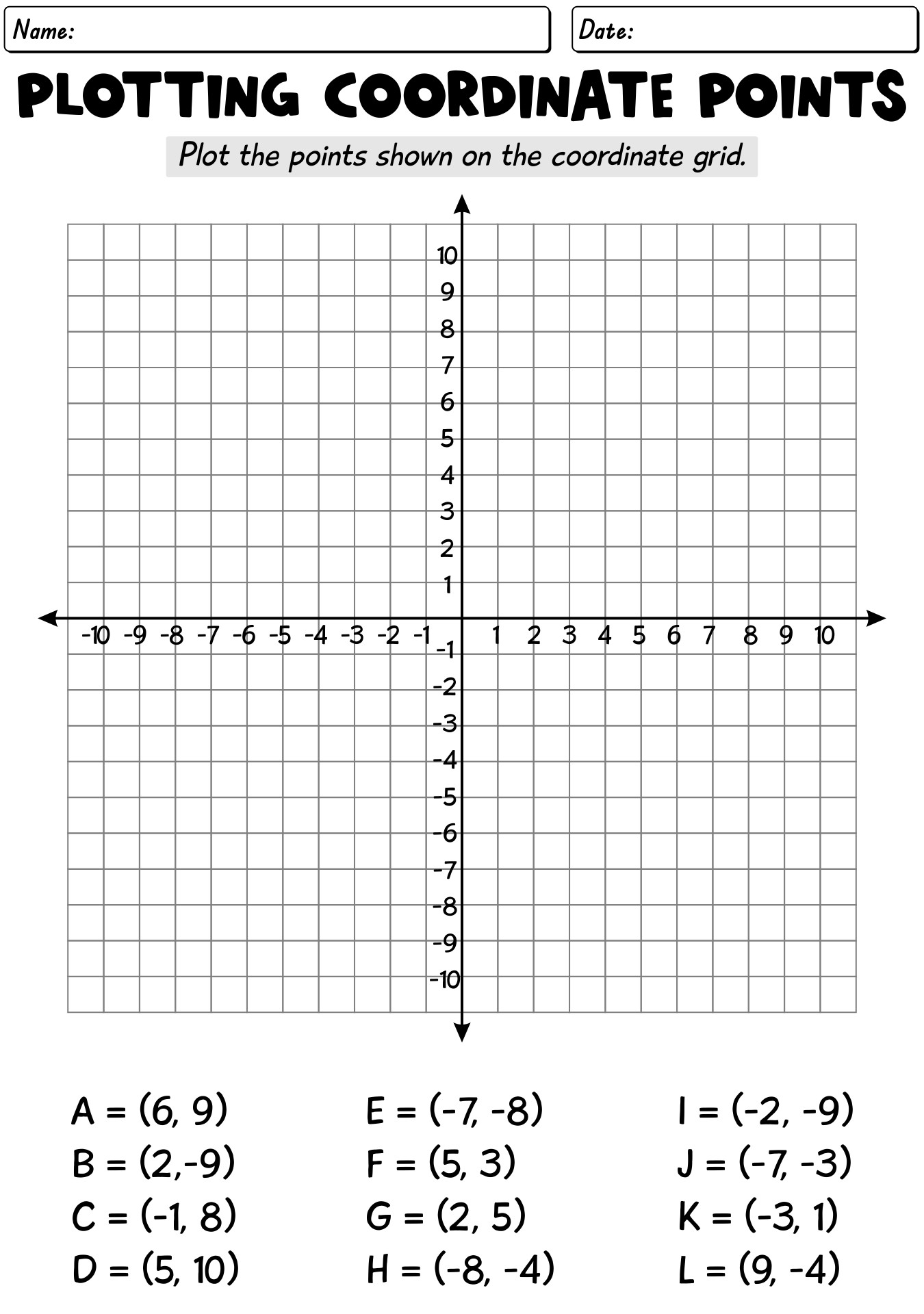 Free Printable Coordinate Graphing Pictures Worksheets Snowman