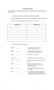 Healthy and Unhealthy Foods Worksheet Image