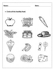 Healthy and Unhealthy Foods Worksheet