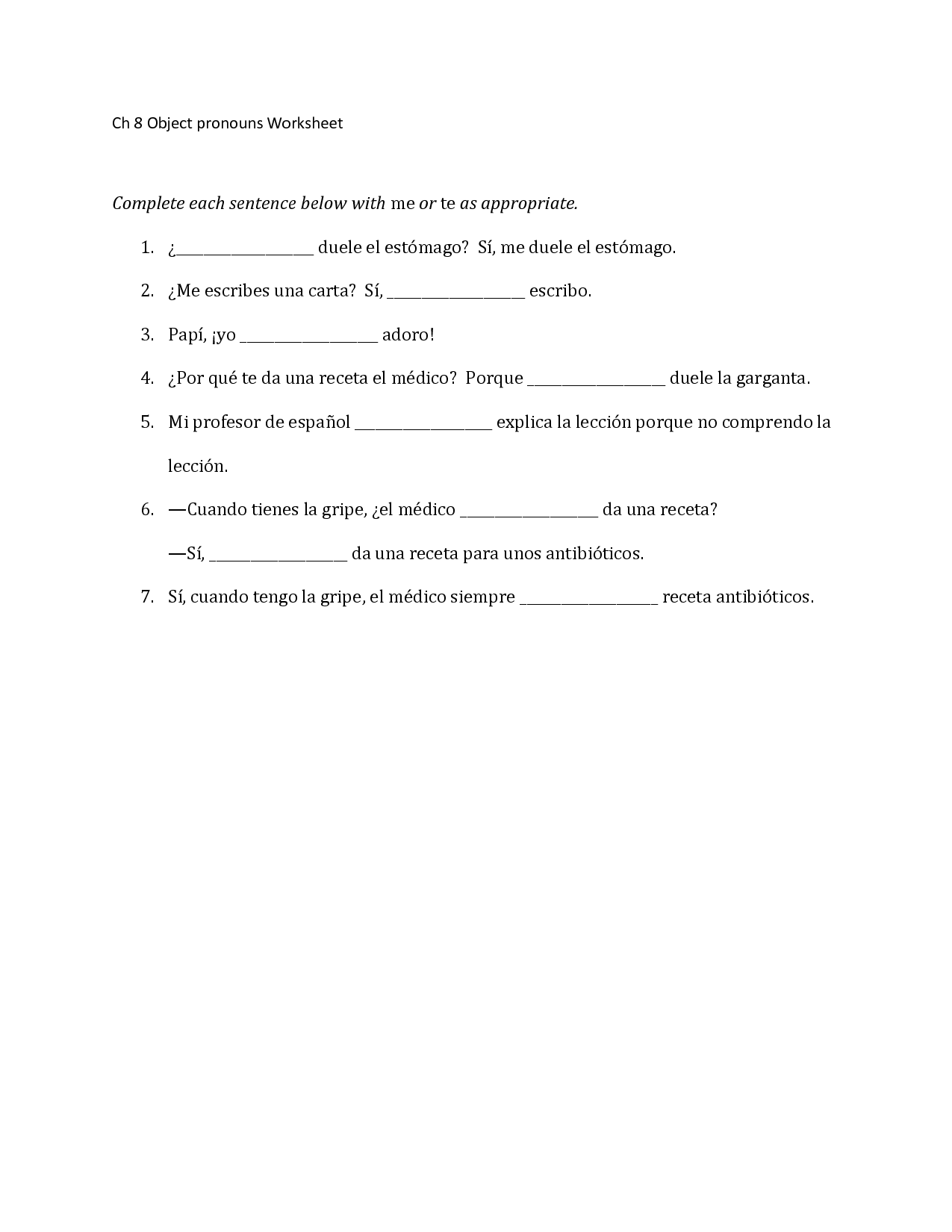 Conjuguemos Grammar Worksheet Direct Object Pronouns 2 Answers