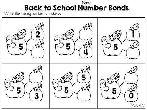 Kindergarten Math Number Bonds Worksheet Image