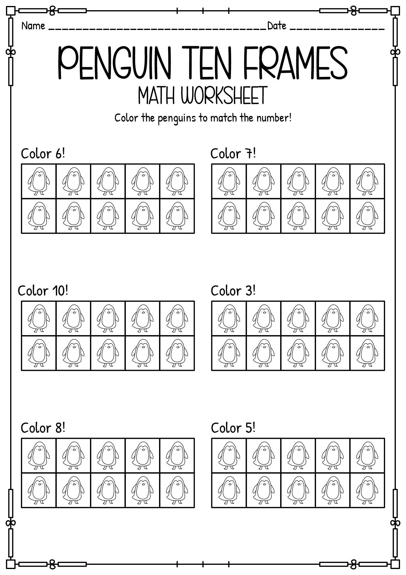 Kindergarten Penguin Math Worksheets