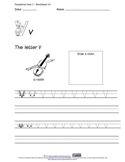 Letter V Handwriting Worksheets Image