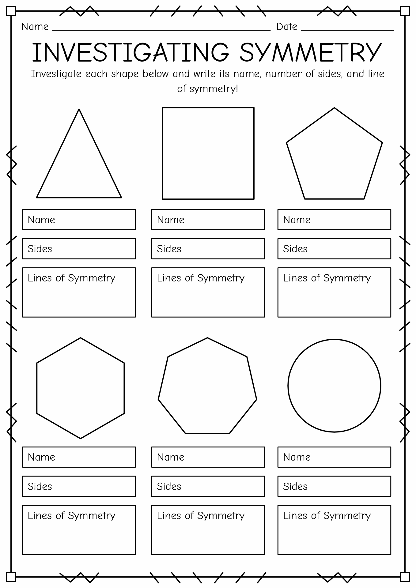Line Symmetry Worksheets