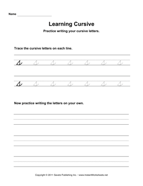 Lowercase Cursive Handwriting Worksheets Image