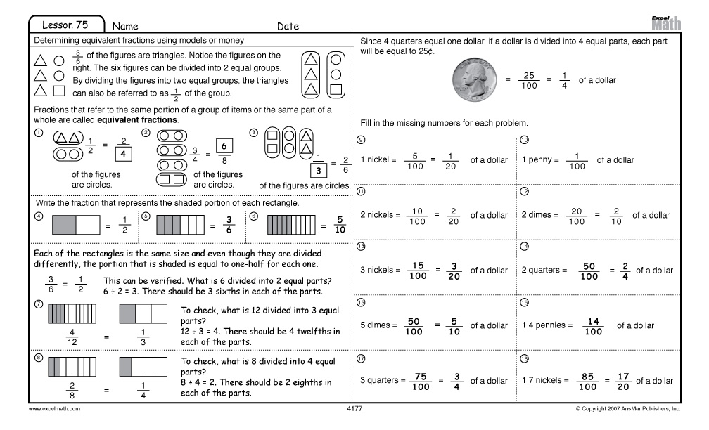 Math Fractions Worksheets Grade 4 Image
