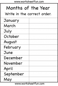 Order Months of the Year Worksheets Image
