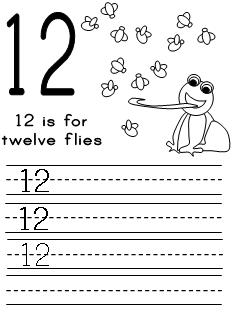 Preschool Number 12 Practice Worksheet Image
