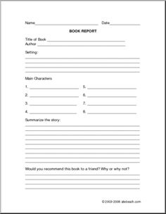 Printable Book Report Template Image