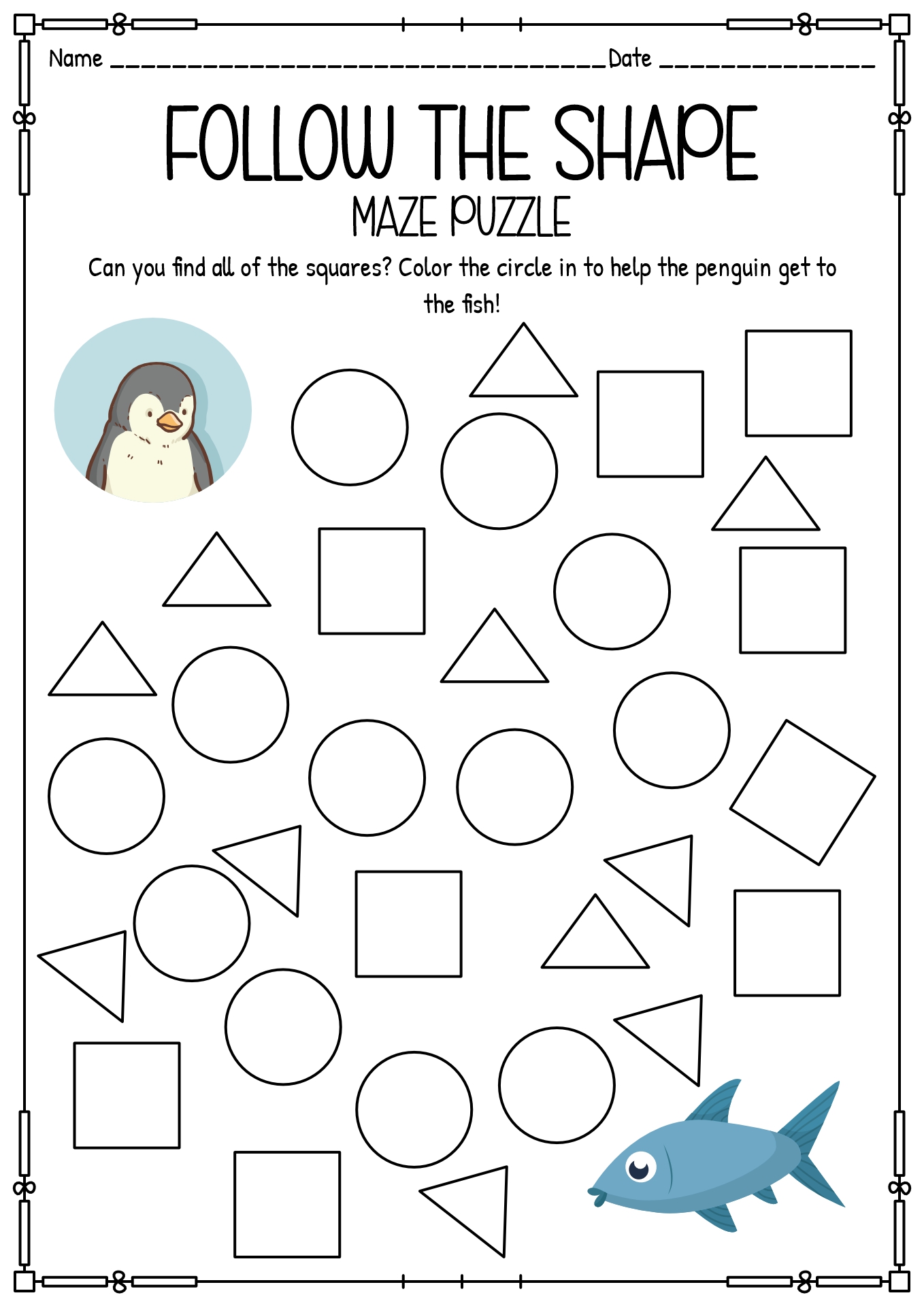 Shape Maze Worksheet Preschool