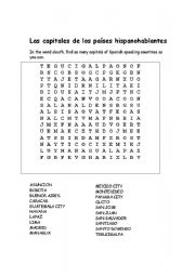 Spanish-speaking Countries and Their Capitals Worksheet