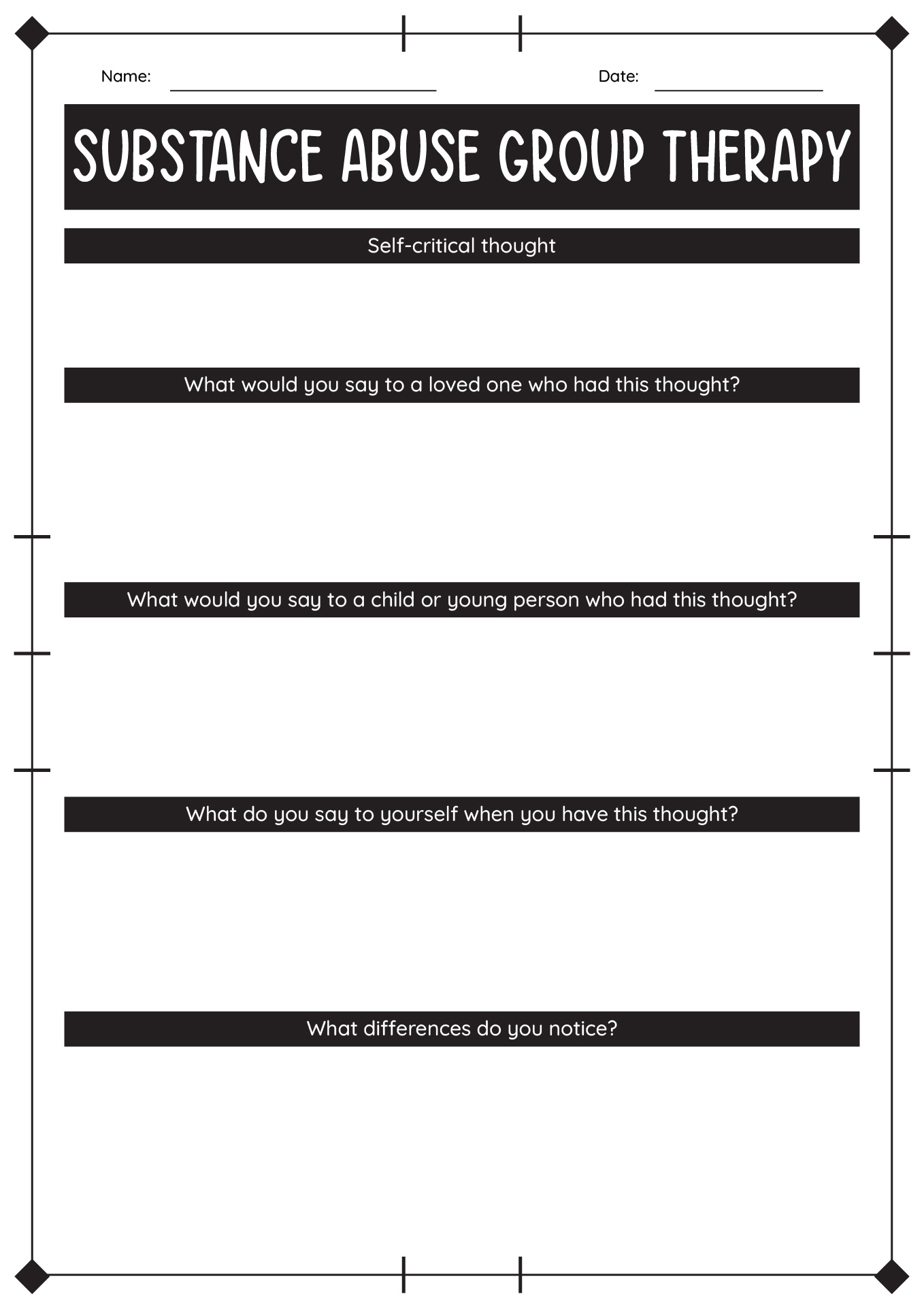Substance Abuse Group Therapy Worksheets