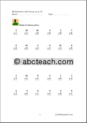 Tens Multiplication Worksheets Image