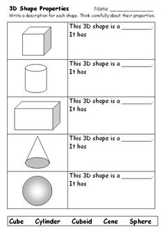 3D Shapes Worksheets Image