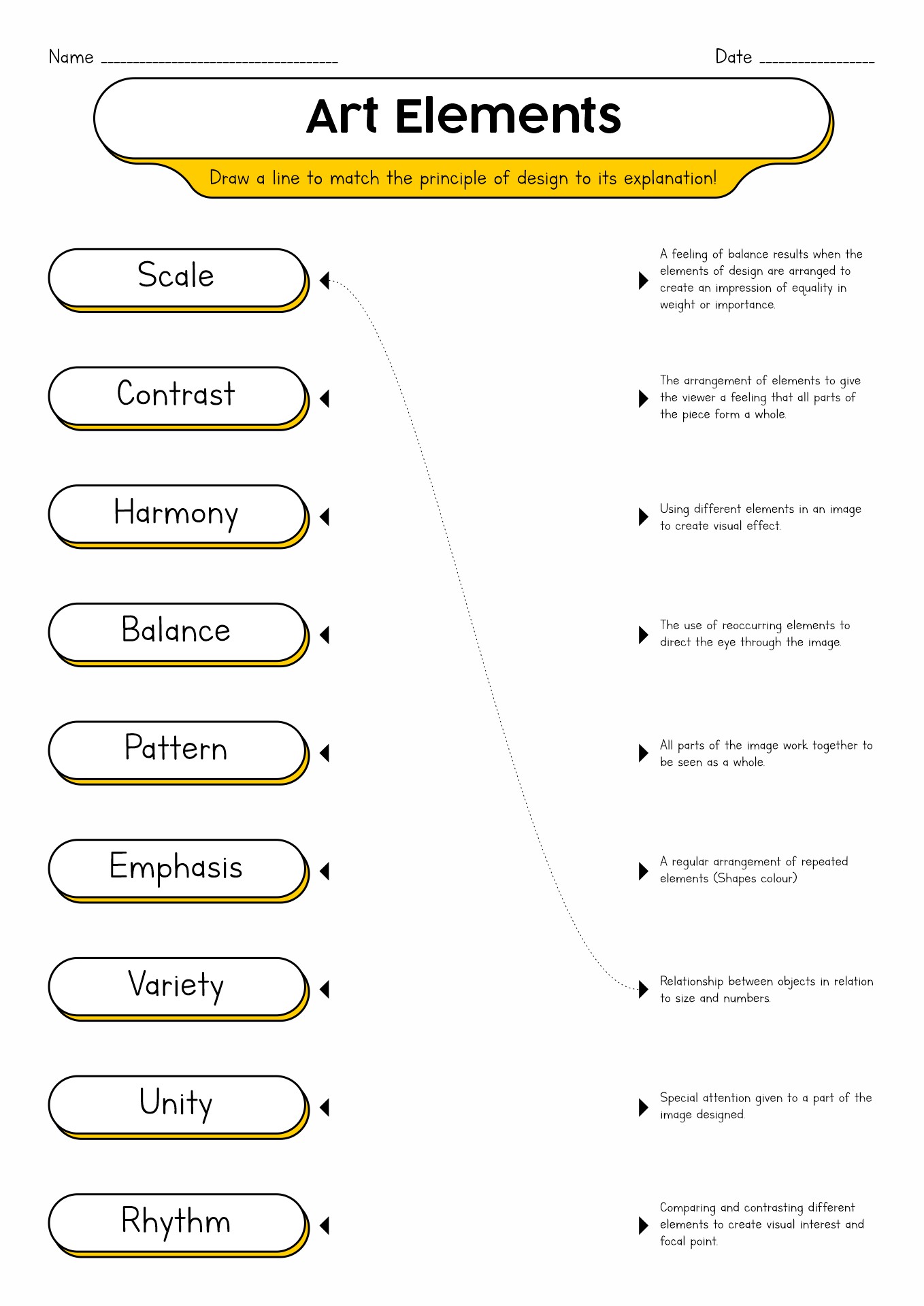 Art Elements and Principles Worksheet Image