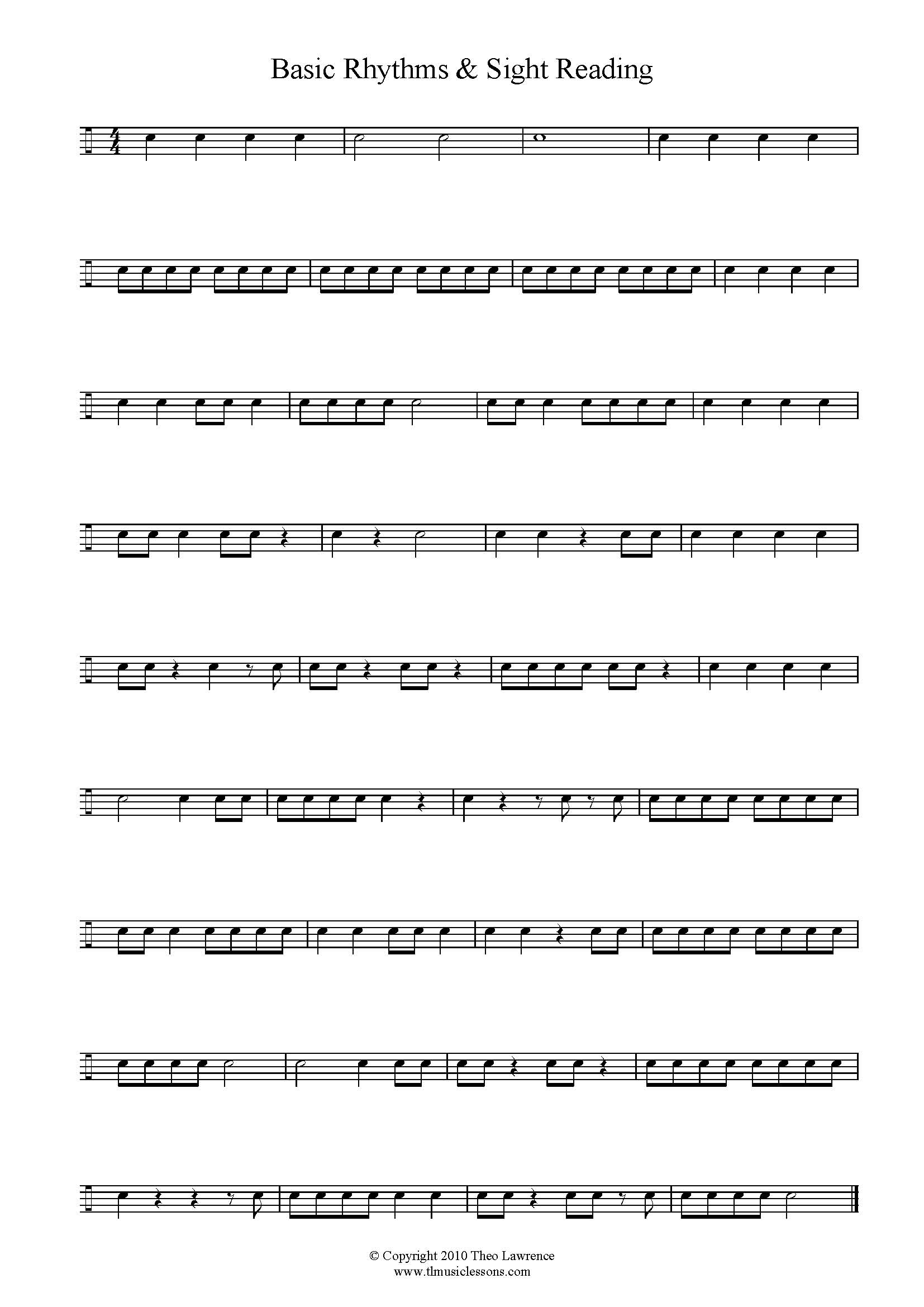 Beginner Snare Drum Sheet Music Image