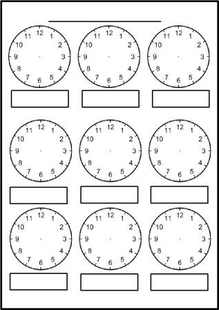 Blank Clock Face Template Worksheet