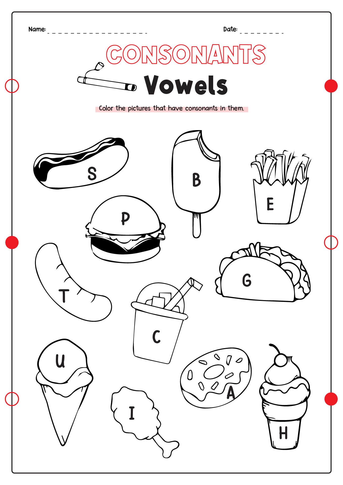 Consonants Vowels Worksheet