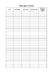 Daily Attendance Sheet Sign In Image
