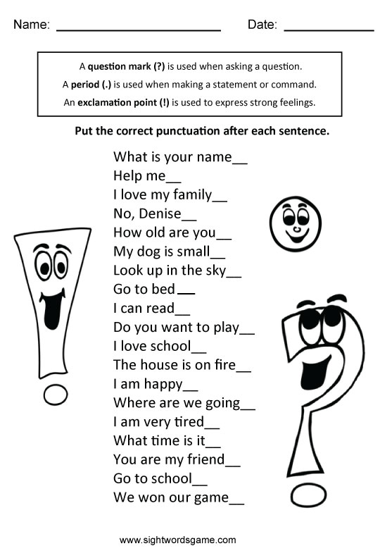 Exclamation Sentences Worksheets Image