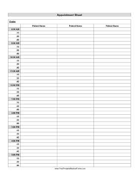 Free Printable Daily Appointment Sheets Image