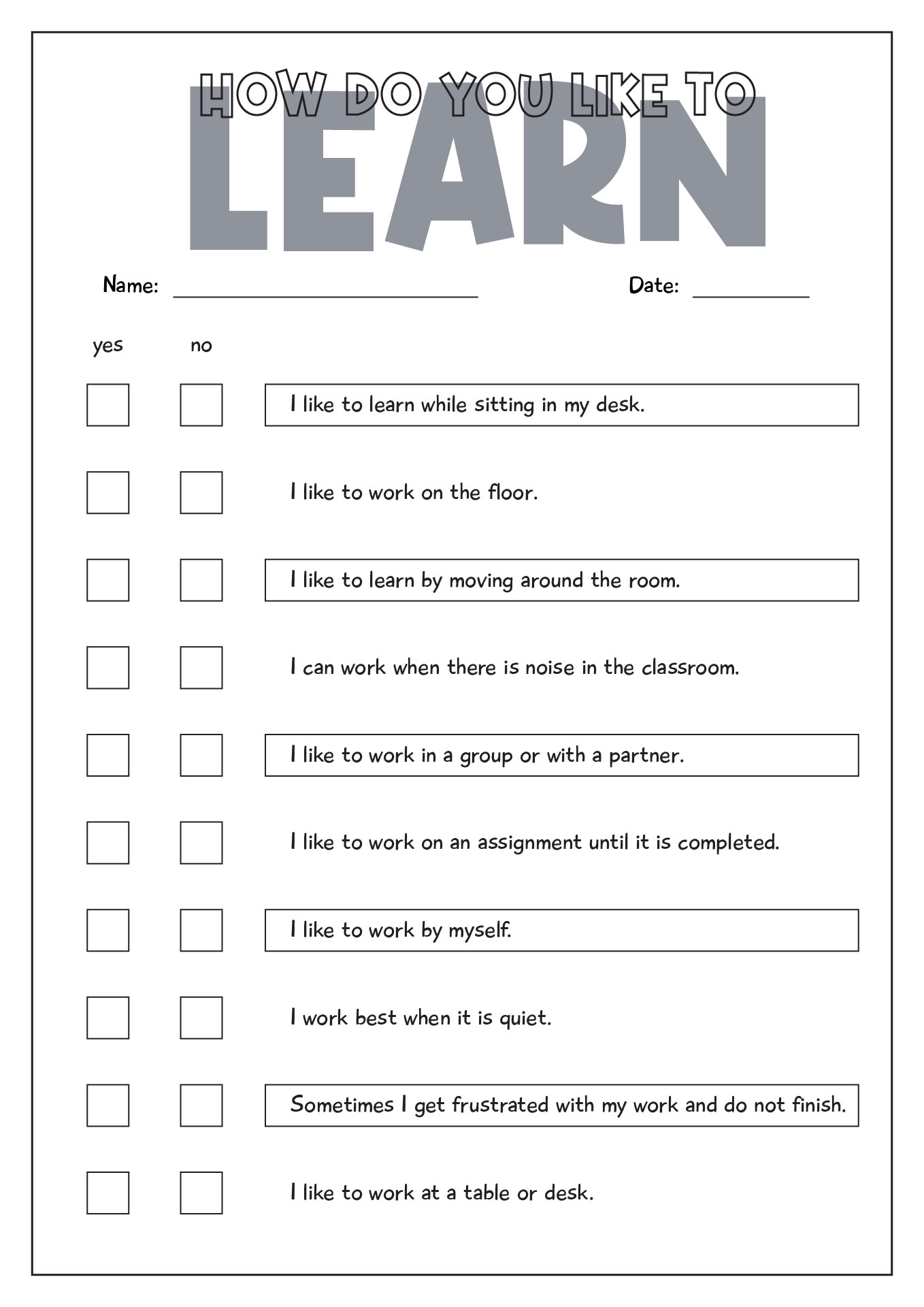 How Do You Like to Learn Survey